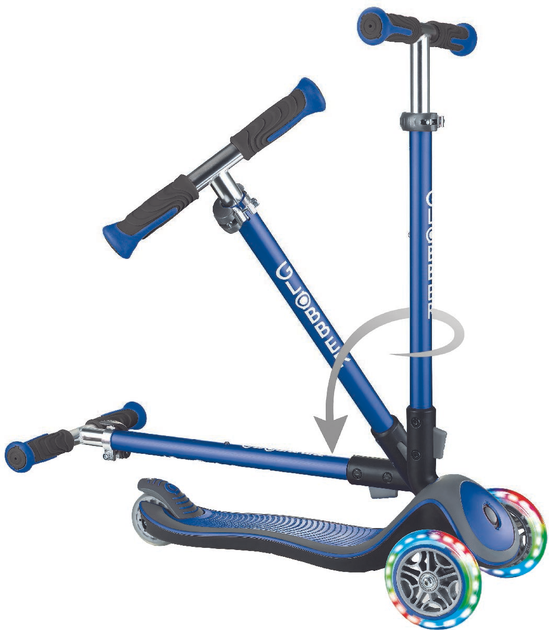 Самокат Globber Elite Deluxe 3 колеса з підсвіткою до 50 кг 3+ Синій ...