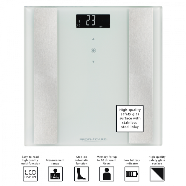 Ваги підлогові Profi Care PC-PW 3007 FA 8в1 White - зображення 3