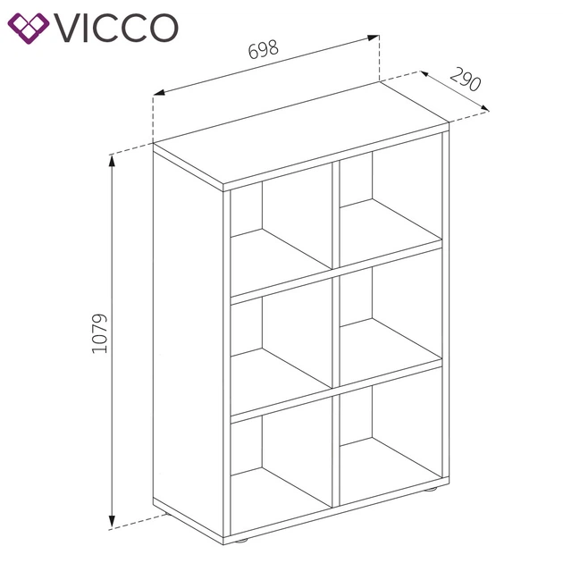 Разделитель комнаты, стеллаж Vicco, 6 ячеек, сонома - изображение 4