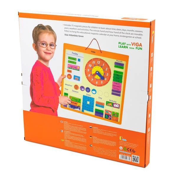 Магнітний календар Viga Toys із годинником англійською мовою (50377) - зображення 3