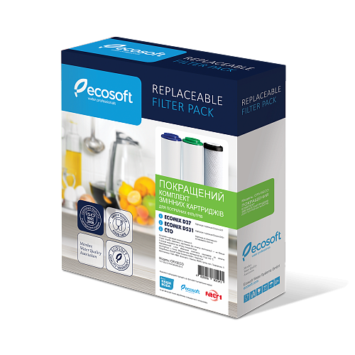 Покращений комплект картриджів ECOSOFT для потрійних фільтрів (CRV3ECO) - Фото 2 Покращений комплект картриджів ECOSOFT для потрійних фільтрів (CRV3ECO) - изображение 2