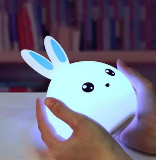 Детский светодиодный силиконовый led ночник милый зайчик RGB игрушка лампа диодный мягкий cветильник сенсорный 6 цветный аккумуляторный USB зарядкой - изображение 5