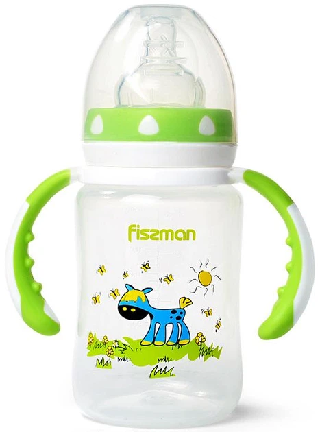 Бутылочка для кормления детская Baby Ослик на поляне 240 мл с ручками Fissman DP43959 - Фото 1 Бутылочка для кормления детская Baby Ослик на поляне 240 мл с ручками Fissman DP43959 - изображение 1