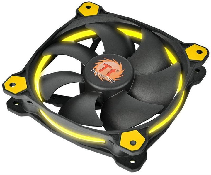 Вентилятор Thermaltake Riing 14 LED Yellow (CL-F039-PL14YL-A), 140х140х25 мм, 3pin, черный - изображение 2