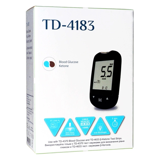 Глюкометр для визначення рівня глюкози та кетонів у крові TaiDoc TD-4183 - зображення 1