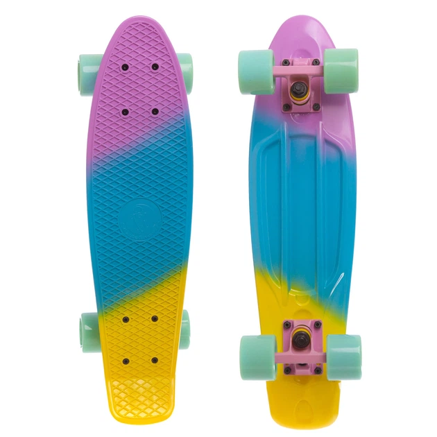 Скейт Пенні Борд Penny Fish Skateboards COLOR POINT 22" Pink-Blue-Yellow, м'ятні колеса - Фото 1 Скейт Пенні Борд Penny Fish Skateboards COLOR POINT 22" Pink-Blue-Yellow, м'ятні колеса - зображення 1