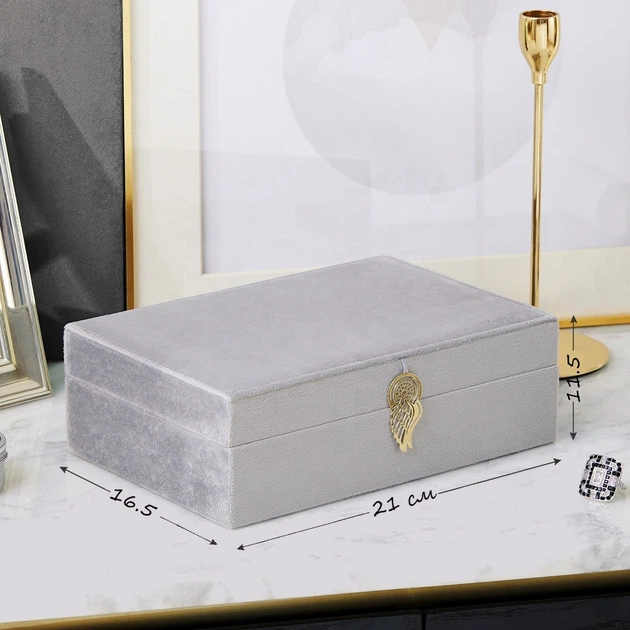Шкатулка для зберігання годинників і прикрас Lombardi 21 х 16.5 х 11.4 см (JSB/6322/3/gray) сіра - зображення 5
