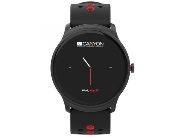 Умные часы Canyon Oregano CNS-SW81 Black/Red; 1.3" (240х240) сенсорный / Nordic NRF52832 / ОЗУ 128 КБ / 512 КБ встроенной / Bluetooth 4.2 / 43.6 х 43.6 х 12.5 мм, 60 г / IP68 / 200 мАч / черно-красный - изображение 2