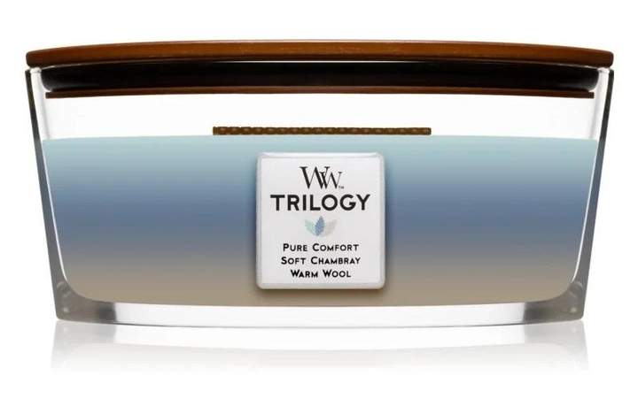 Woodwick Trilogy Woven Comforts ароматизована свічка 453,6 гр з дерев'яна яним гнітом (Hearthwick) - зображення 1