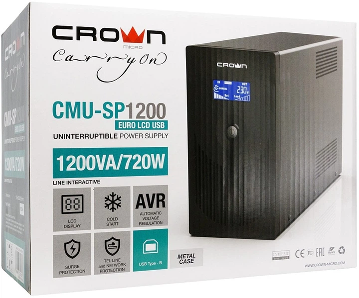 ИБП Crown CMU-SP1200Euro LCD USB - изображение 3