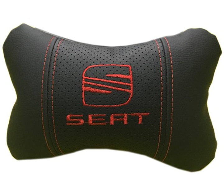 Автомобильная подушка АвтоХоп на подголовник с красным логотипом Seat ...