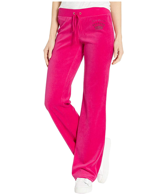Juicy Couture Large Pink Bottoms Trousers Raspberry Del Rey Crown Logo  Velour