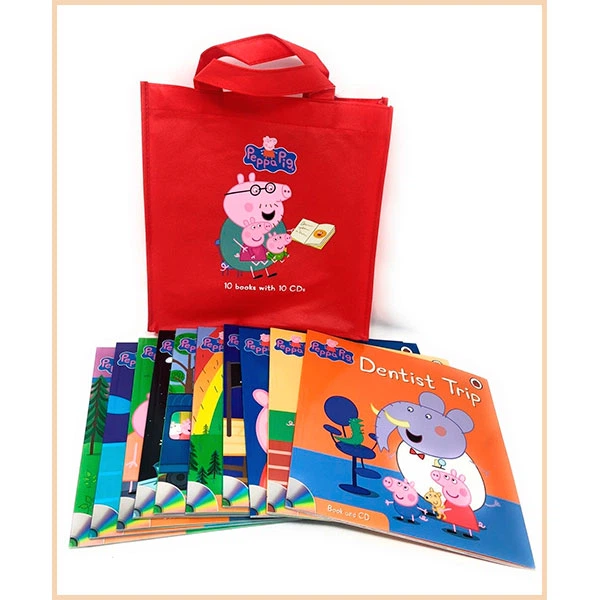 Peppa Pig 10 books with 10 CDs in a red bag. Ladybird. ISBN