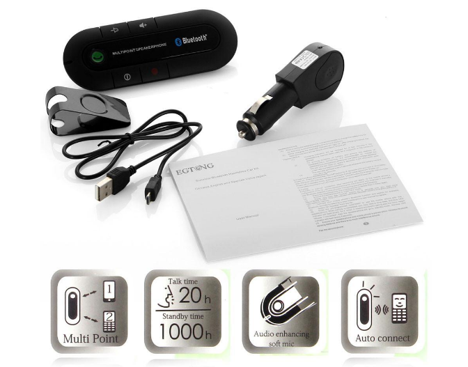 Автомобильный беспроводной динамик-громкоговоритель Bluetooth Hands Free kit HB 505-BT (спикерфон) - изображение 7