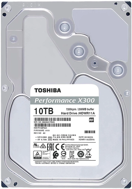 Жесткий диск Toshiba High-Performance X300 10TB 7200rpm 256MB HDWR11AUZSVA 3.5" SATA III - изображение 2