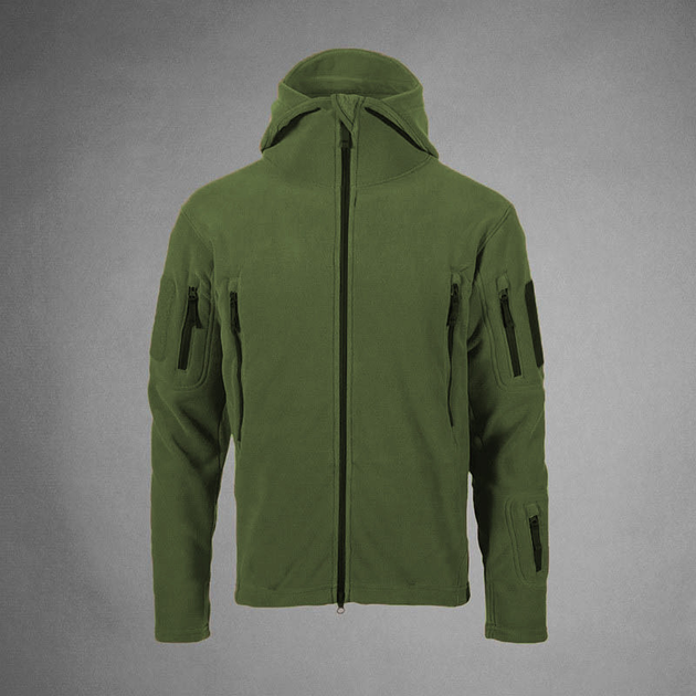 Куртка тактическая LikeS флисовая с капюшоном М Оливковая (6599) - изображение 1
