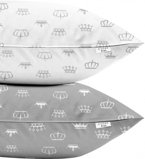 Акция на Набір наволочок Cosas Бязь Set Pillow Crown Crown 40х60 см 2 шт. Grey от Rozetka
