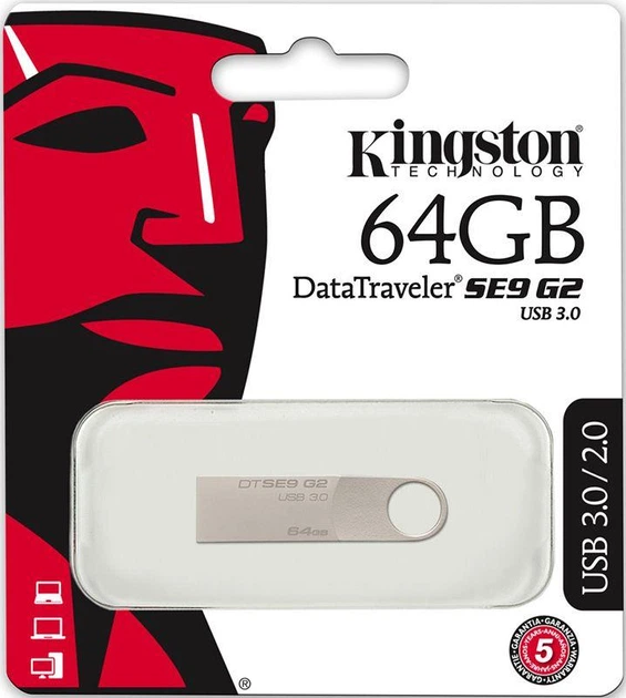 USB Flash Kingston DataTraveler SE9 G2 USB 3.0 64Gb Silver - Фото 2 USB Flash Kingston DataTraveler SE9 G2 USB 3.0 64Gb Silver - изображение 2