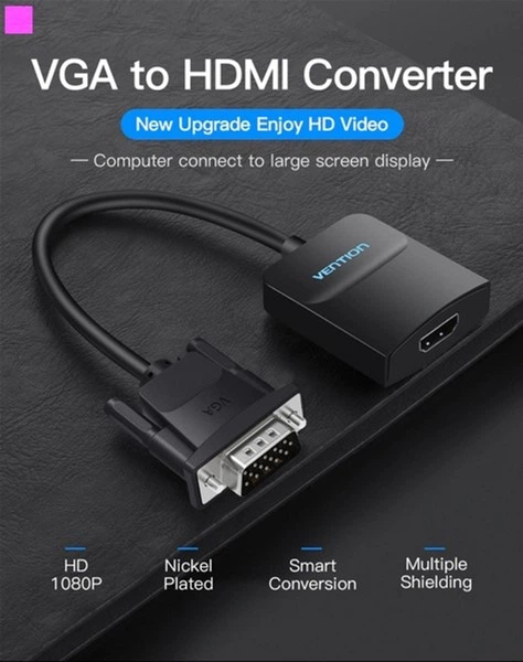 Перехідник Vention VGA-HDMI, 0.2 м зі звуком та живленням (ACNBB) (43387992) - зображення 5