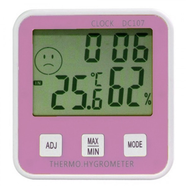 Термометр гигрометр электронный цифровой Generic DC-107 Pink комнатный .