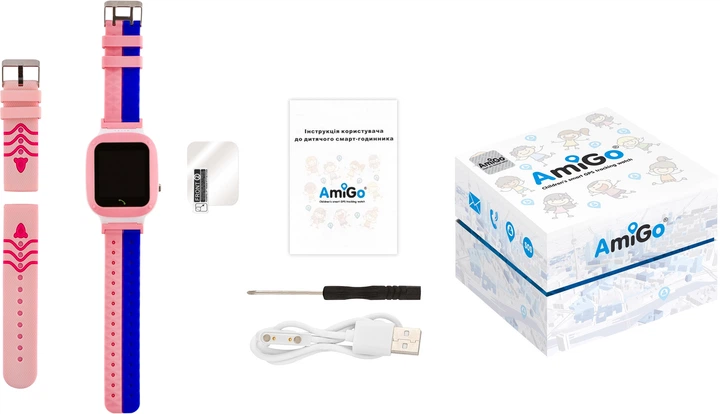 Детские смарт-часы AmiGo GO004 Camera LED Pink (746404) - Фото 6 Детские смарт-часы AmiGo GO004 Camera LED Pink (746404) - изображение 6