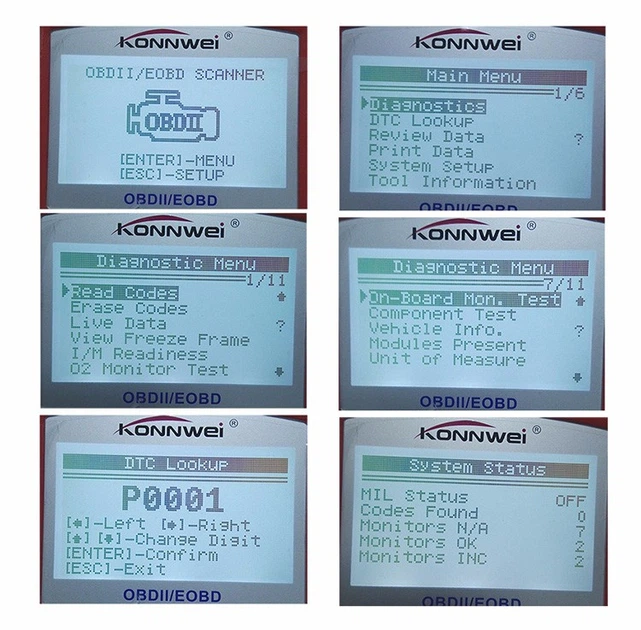 Сканер автомобильный диагностический Konnwei KW808 OBD II/EOBD (5593) - изображение 9