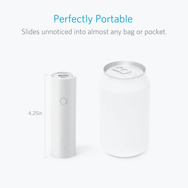 Зовнішній акумулятор Anker PowerCore 5000 mAh Ultra-Compact White (A1109G21) - Фото 3 Зовнішній акумулятор Anker PowerCore 5000 mAh Ultra-Compact White (A1109G21) - зображення 3