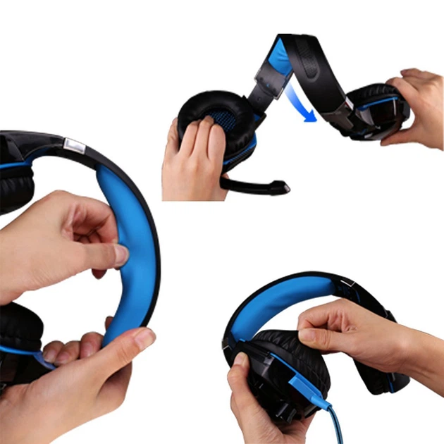 Игровые наушники Kotion Each G2000 с микрофоном и подсветкой Blue - изображение 3