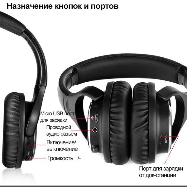 Беспроводные наушники INDA YH998 с док-станцией со стерео Hi-Fi звуком для просмотра телевизора, фильмов - изображение 5