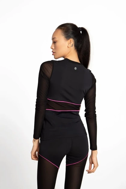 Спортивная женская кофта рашгард Designed for Fitness Crazy Basic Pink S черный/прозрачный - изображение 3