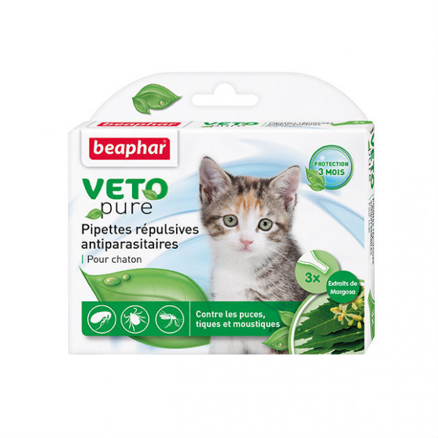 Капли антипаразитарные для котят от блох, клещей и комаров "VETO Pure ...