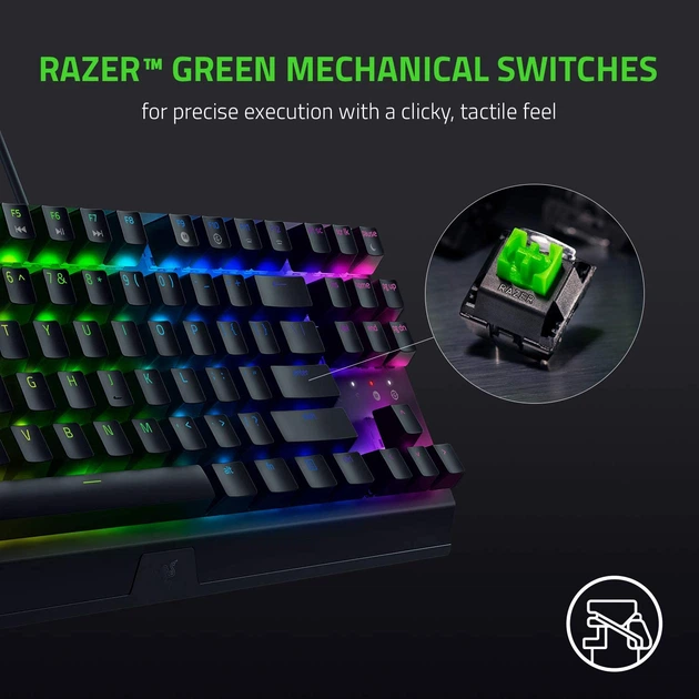 Клавіатура дротова Razer BlackWidow V3 TKL Razer Green USB RU