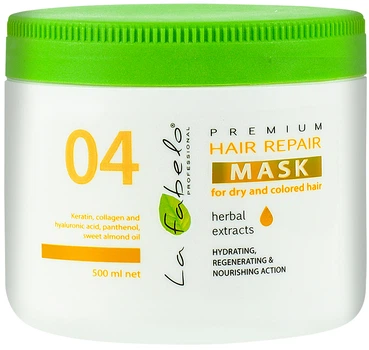 Маска La Fabelo Premium 04 Hair Repair відновлення для сухого та фарбованого волосся 500 мл (9120069890815)