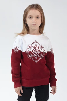 Різдвяний світшот для дівчинки Сніжинка Burgundy 152 UKRS-6615D UkrGlamour