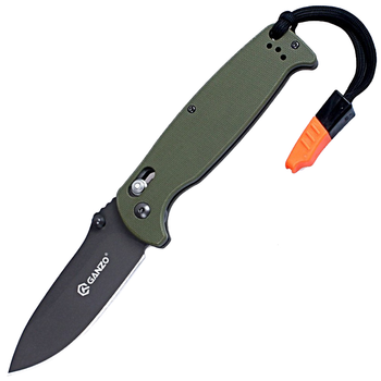 Нож складной Ganzo G7413-WS (длина: 205мм, лезвие: 89мм, черное), зеленый