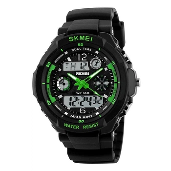 Мужские часы Skmei 0931 S-Shock Черные с зелеными стрелками