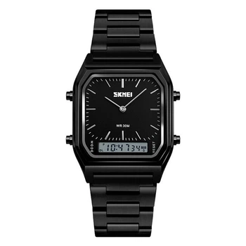 Мужские часы Skmei Tango 1220 Черные с черним циферблатом