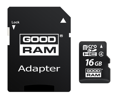 Карта памяти MicroSDHC 16GB Class 4 GOODRAM + SD adapter (M40A-0160R11)