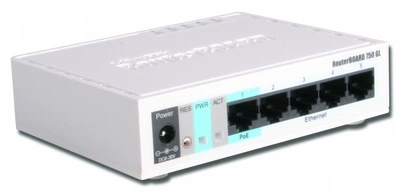 Маршрутизатор MIKROTIK RouterBOARD RB750GL (400MHz/64Mb, 5х1000Мбит, PoE in)