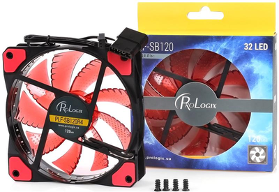 Вентилятор ProLogix 120*120*25 32 Red LED 3+4pin (PLF-SB120R4) BOX