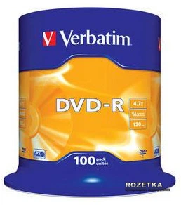 Verbatim DVD-R 4.7 GB 16x Cake Box 100 шт (43549)