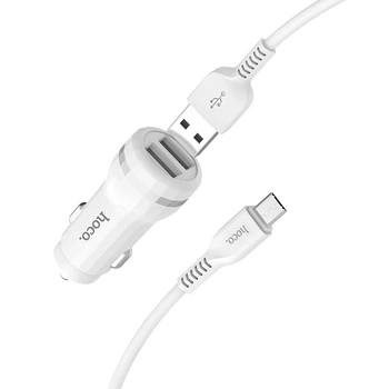 Зарядне автомобільне HOCO Z27 Staunch (2USB 2.4A) Micro USB Білий