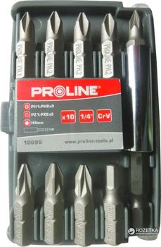 Набор бит Proline CRV 1/4" c магнитным переходником (10 шт) (10699)