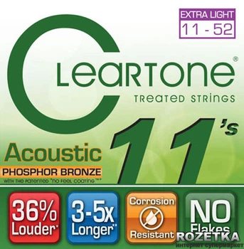 Струны для акустических гитар Cleartone 7411 Acoustic Phosphor Bronze Extra Light 11-52