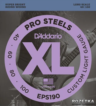 Струни для бас-гітар DAddario EPS190 XL ProSteels Bass Custom Light (40-100)