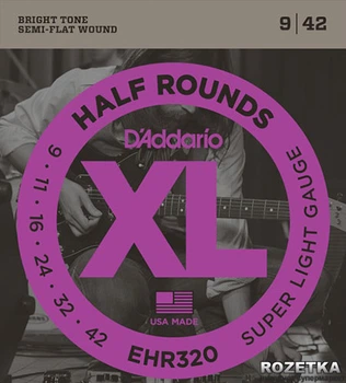 Струны для электрогитар D'Addario EHR320 Steel XL Half Rounds Super Light (9-42)
