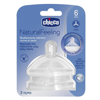 Силіконова соска Chicco Natural Feeling для каші 6м+ 2 шт (81057.20)