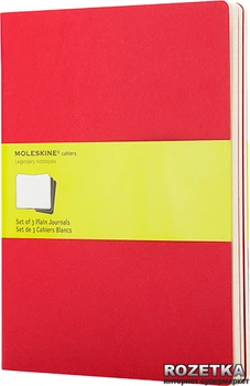 Блокнот Moleskine Cahier 19 х 25 см 120 страниц без линовки Бордовый 3 шт (9788862931090)