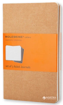 Блокнот Moleskine Cahier 9 х 14 см 64 страницы в линейку Бежевый 3 шт (9788883704925)