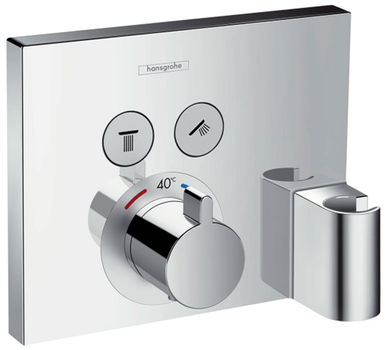 Наружная часть смесителя термостата с держателем для душа HANSGROHE Shower Select 15765000 2 потребителя